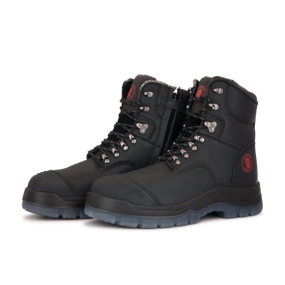 ROCKROOSTER Kensington Black 7 inch Zip-sided Steel Toe Leather Work - VirtuousWares:Global