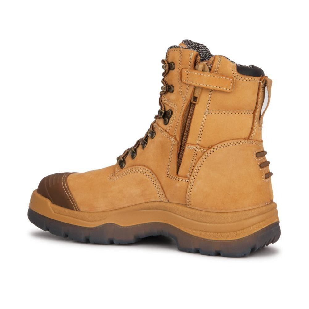 ROCKROOSTER Kimberly Tan 7 inch Zip-sided Steel Toe Leather Work Boots - VirtuousWares:Global