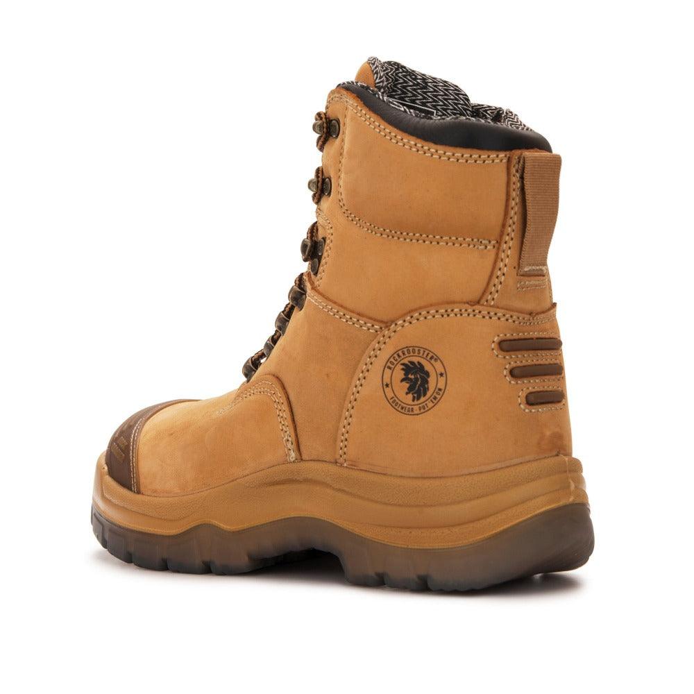 ROCKROOSTER Kimberly Tan 7 inch Zip-sided Steel Toe Leather Work Boots - VirtuousWares:Global