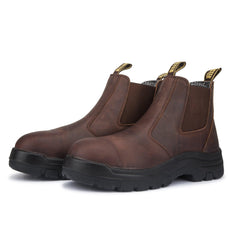 ROCKROOSTER Lumen Brown 6 inch Pull-on Leather Work Boots AK224 - VirtuousWares:Global