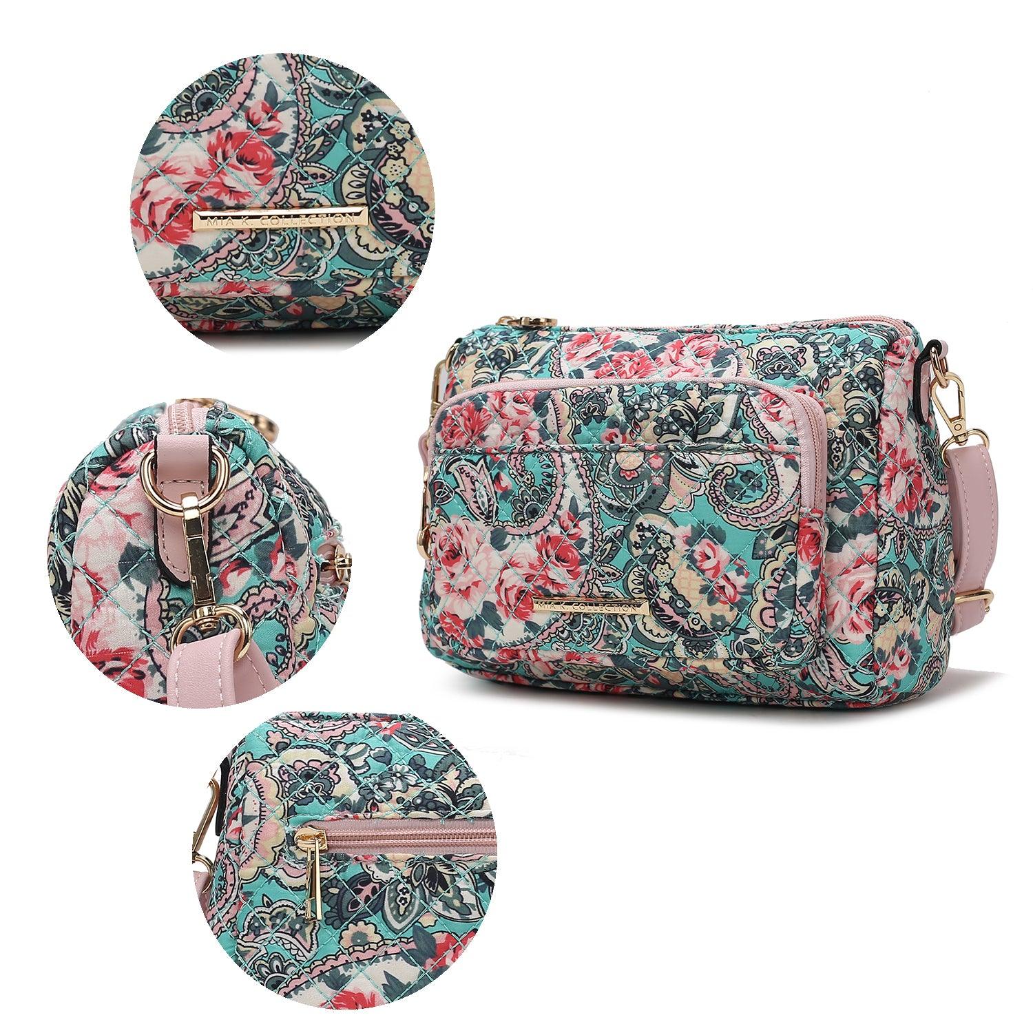 Rosalie Quilted Cotton Botanical Pattern Women Shoulder Bag - VirtuousWares:Global