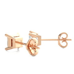 Rose Gold Moissanite Single Solitaire Princess Earring – WE0074 - VirtuousWares:Global