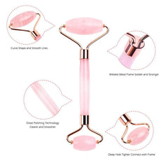 Rose Quartz Roller Slimming Face Massager Lifting Natural Jade Facial - VirtuousWares:Global