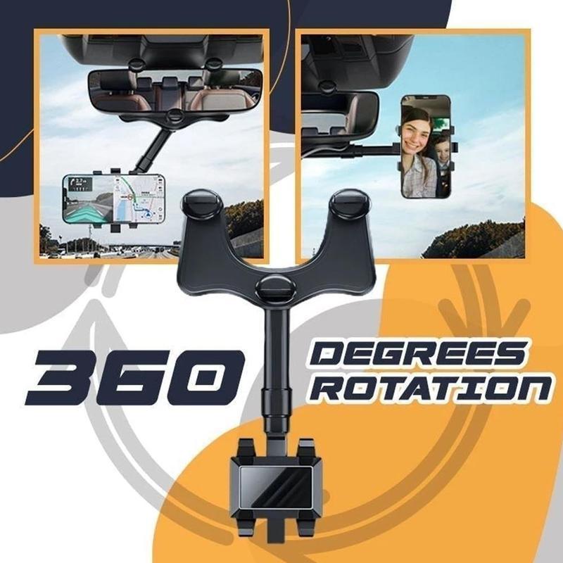 Rotatable Retractable Rearview Mirror Phone Holder For Car - VirtuousWares:Global