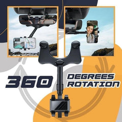Rotatable Retractable Rearview Mirror Phone Holder For Car - VirtuousWares:Global