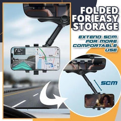Rotatable Retractable Rearview Mirror Phone Holder For Car - VirtuousWares:Global