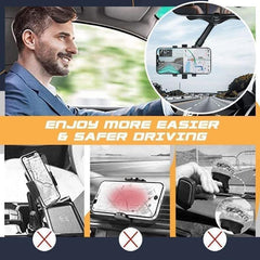 Rotatable Retractable Rearview Mirror Phone Holder For Car - VirtuousWares:Global