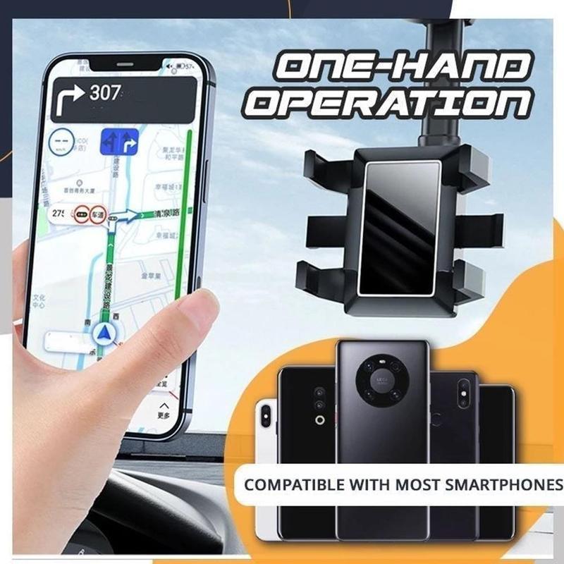 Rotatable Retractable Rearview Mirror Phone Holder For Car - VirtuousWares:Global