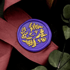 Round Botanic Leaves Metal Stamp / Wedding Wax Seal Stamp - VirtuousWares:Global