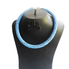 Round Maasai Beaded Choker (Blue Sky) - VirtuousWares:Global