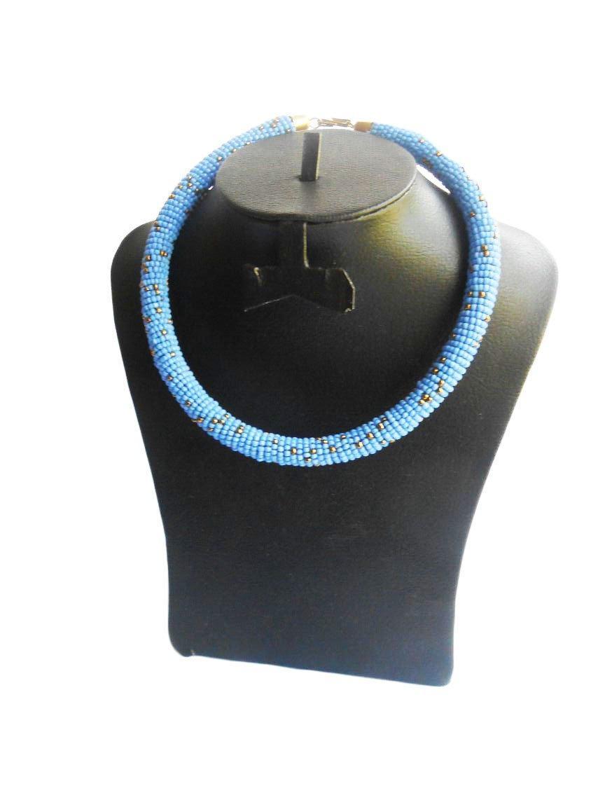 Round Maasai Beaded Choker (Blue Sky) - VirtuousWares:Global