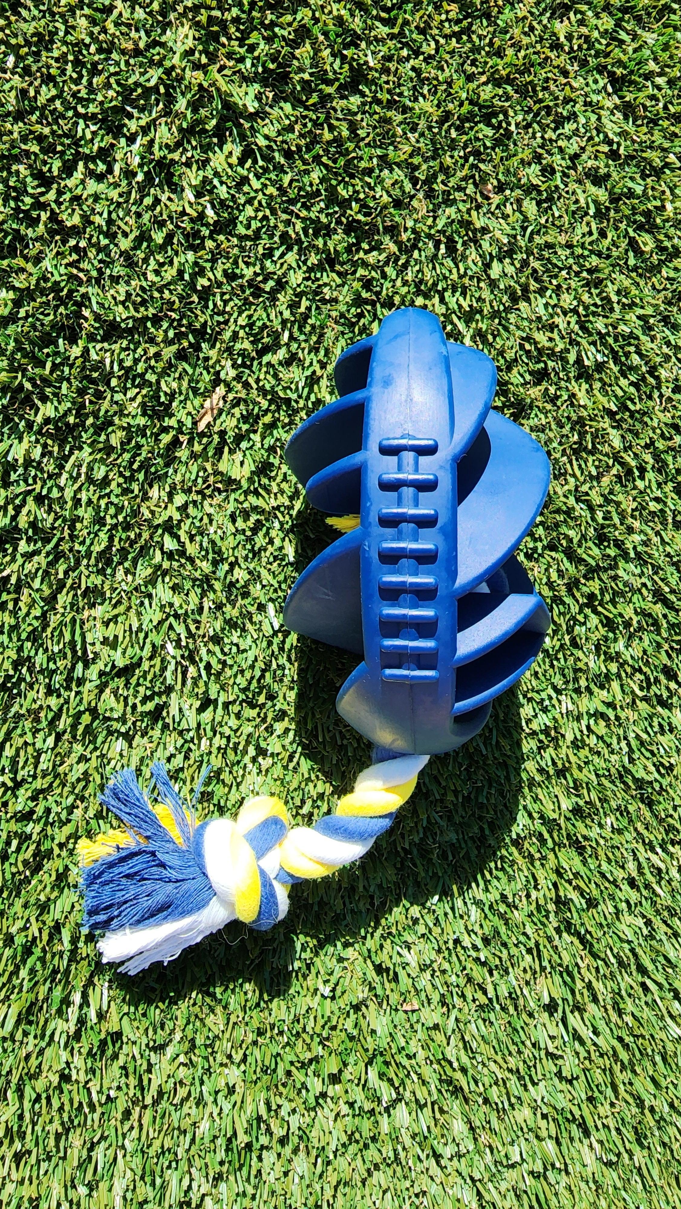 Rubber Football Dog Chew Toy with Tug Rope - VirtuousWares:Global