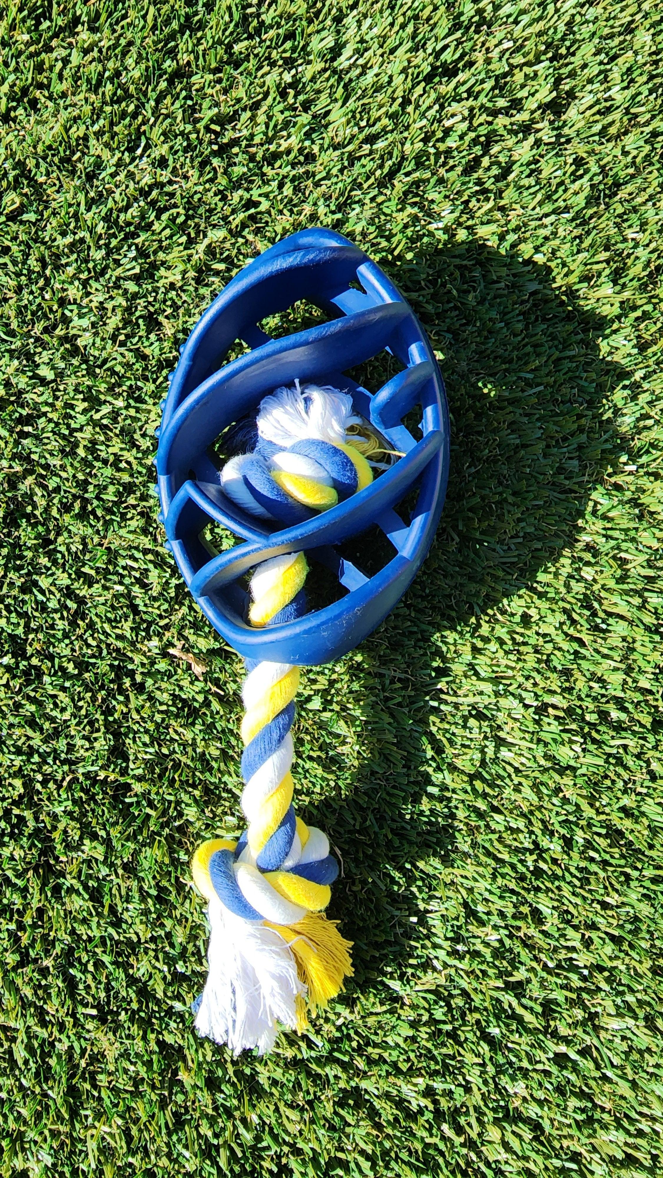 Rubber Football Dog Chew Toy with Tug Rope - VirtuousWares:Global