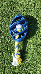 Rubber Football Dog Chew Toy with Tug Rope - VirtuousWares:Global