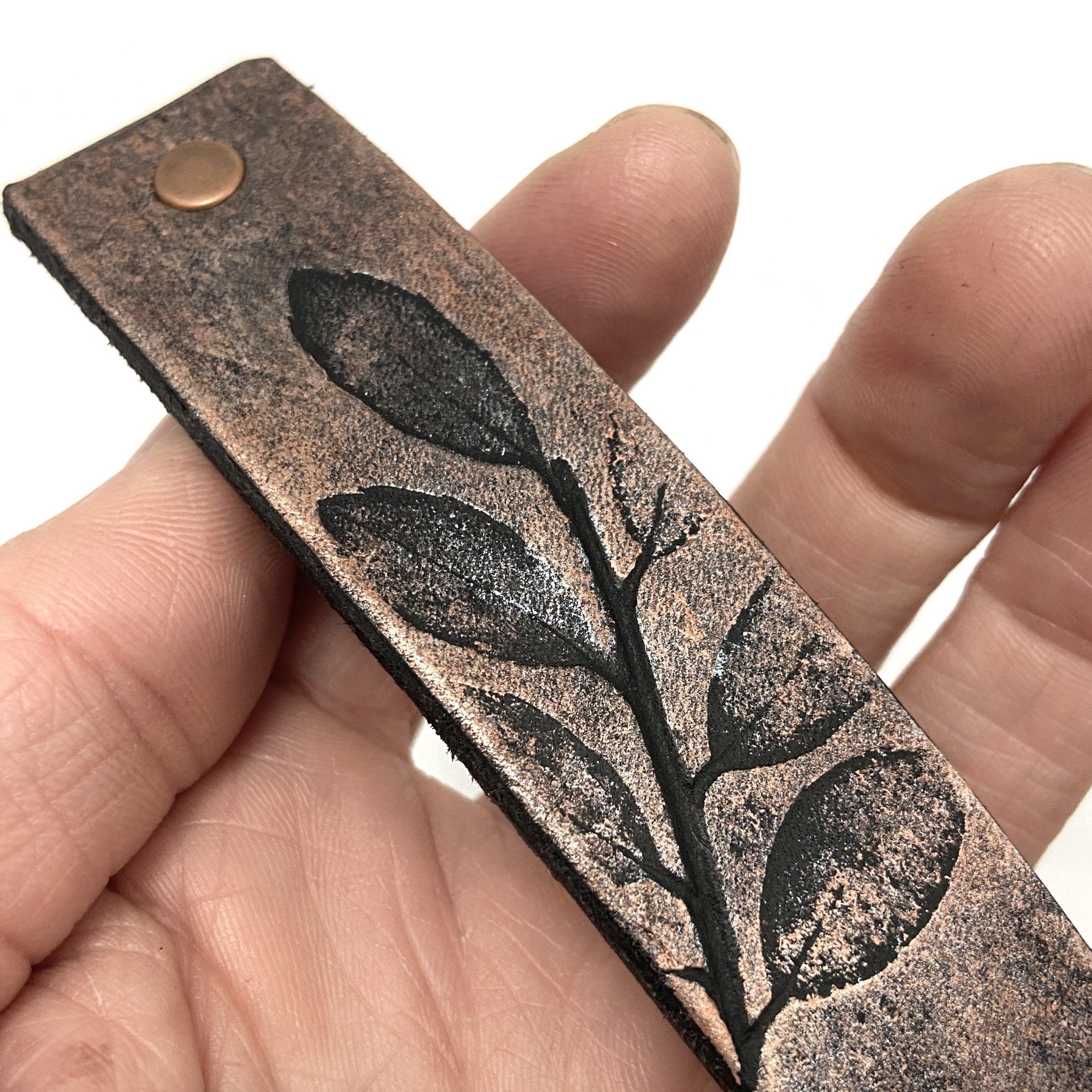 Rustic Copper Leaves Leather Hair Barrette - VirtuousWares:Global