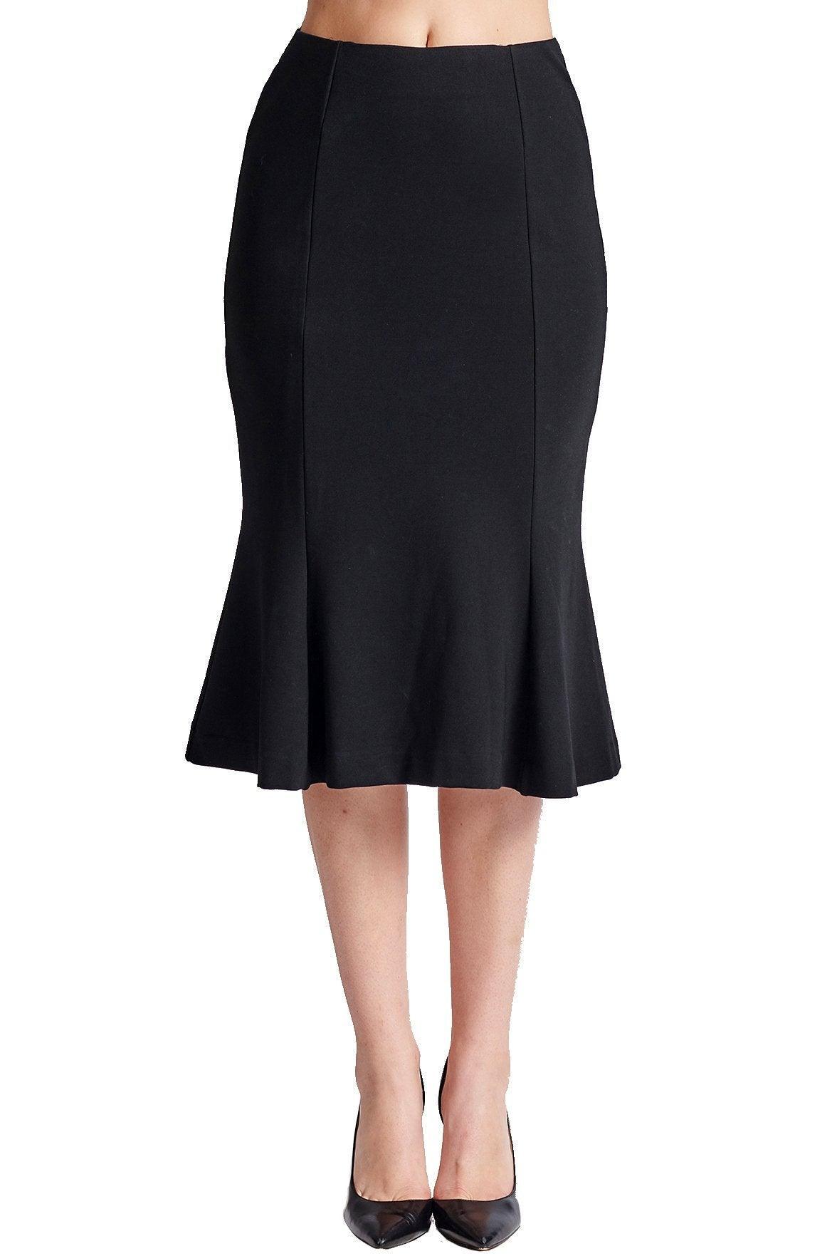 Sarit Skirt - Seamed Ponte mermaid midi skirt - VirtuousWares:Global