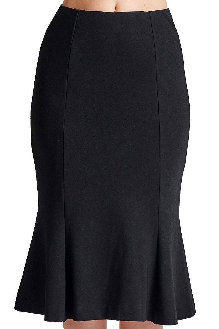 Sarit Skirt - Seamed Ponte mermaid midi skirt - VirtuousWares:Global