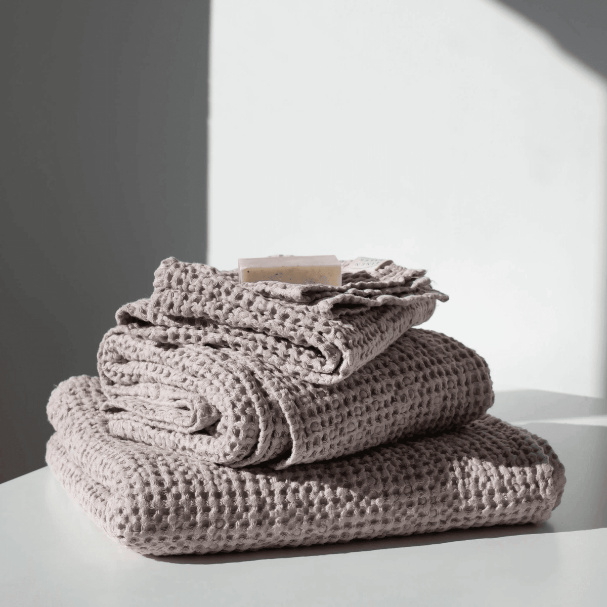 Set 3-pack våfflade linnehanddukar - Powder - VirtuousWares:Global