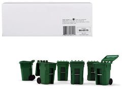 Set of 6 Green Garbage Trash Bin Containers Replica 1/34 Models by - VirtuousWares:Global