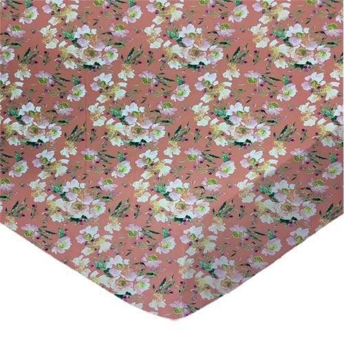 SheetWorld Fitted Cradle Sheet - 100% Cotton Woven - Floral Coral, - VirtuousWares:Global