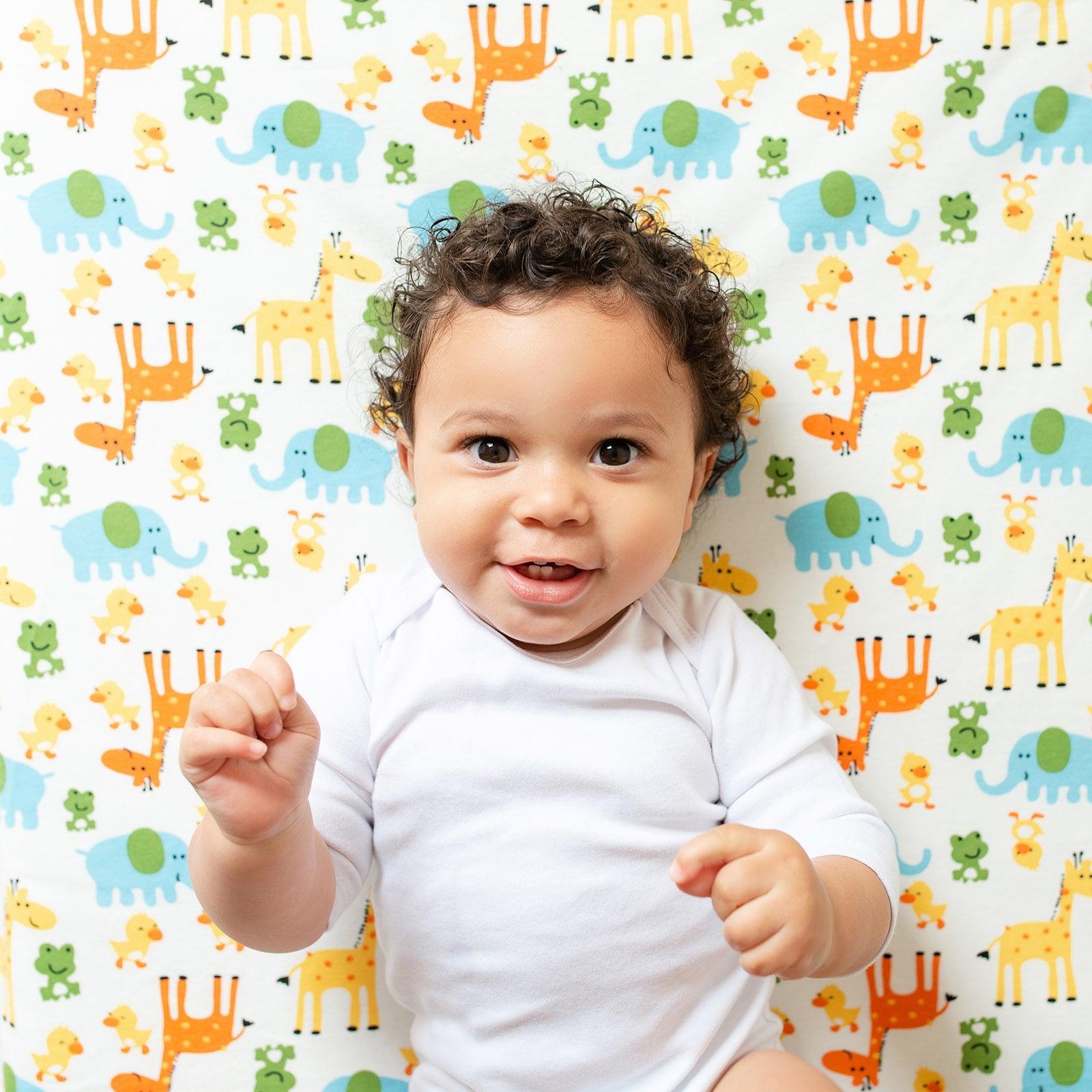 SheetWorld Fitted Crib Sheet - 100% Cotton Jersey - Animal Fun, Made - VirtuousWares:Global
