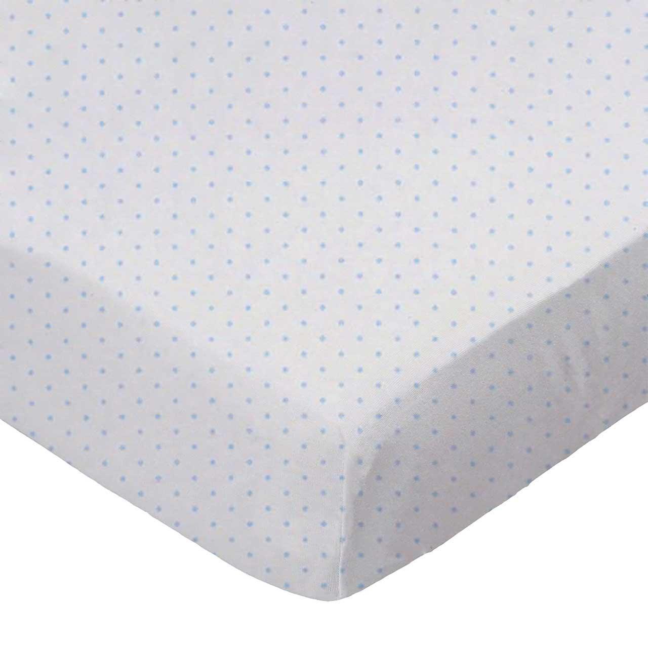 SheetWorld Fitted Crib Sheet - 100% Cotton Jersey - Blue Pindot, Made - VirtuousWares:Global