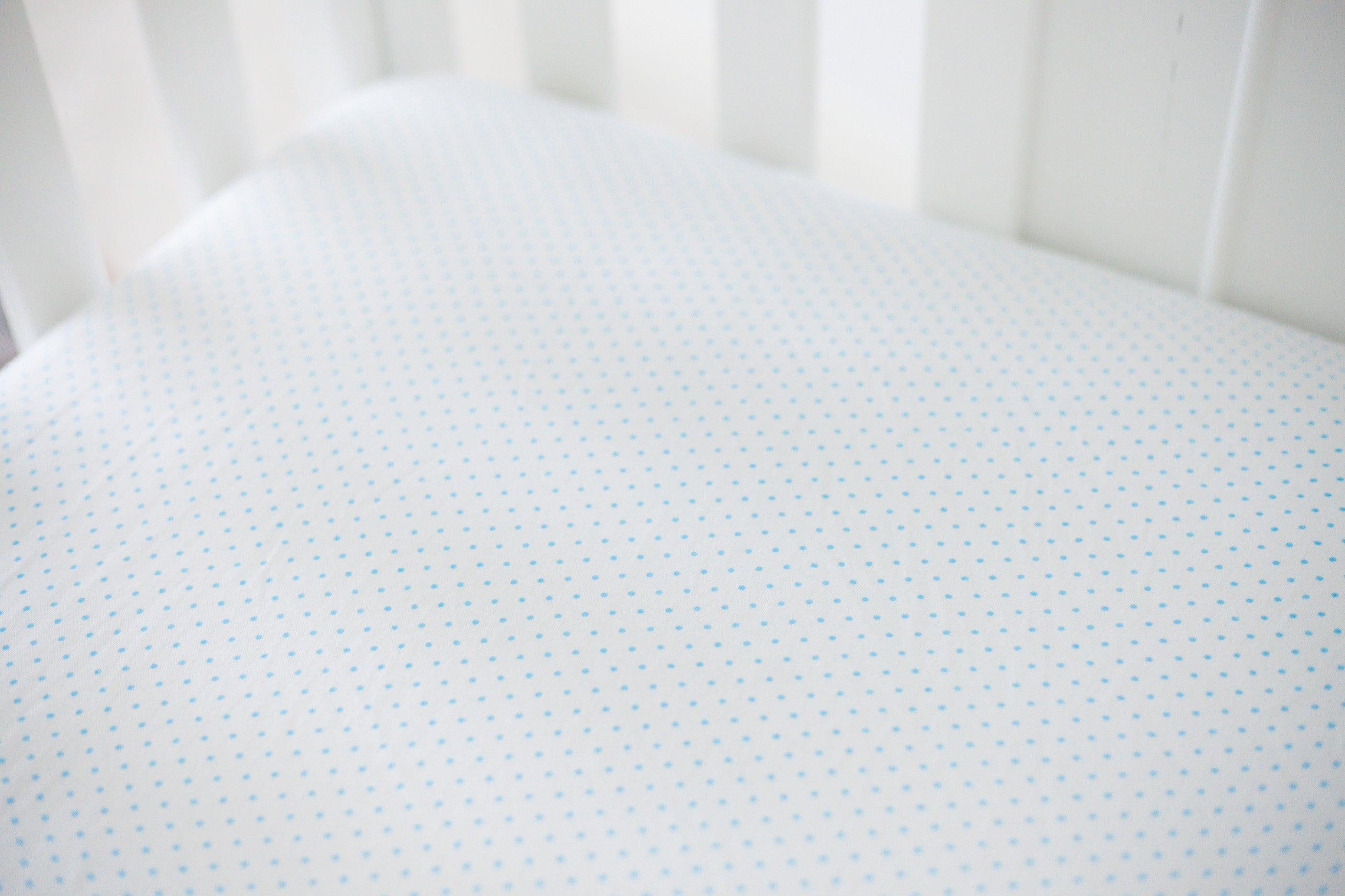 SheetWorld Fitted Crib Sheet - 100% Cotton Jersey - Blue Pindot, Made - VirtuousWares:Global