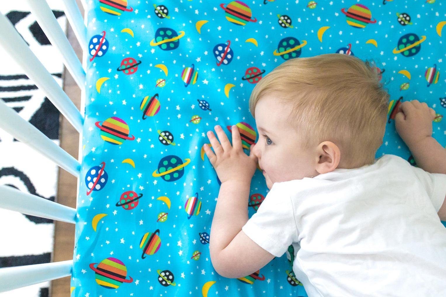 SheetWorld Fitted Crib Sheet Set - 100% Cotton Woven - Planets Blue, - VirtuousWares:Global