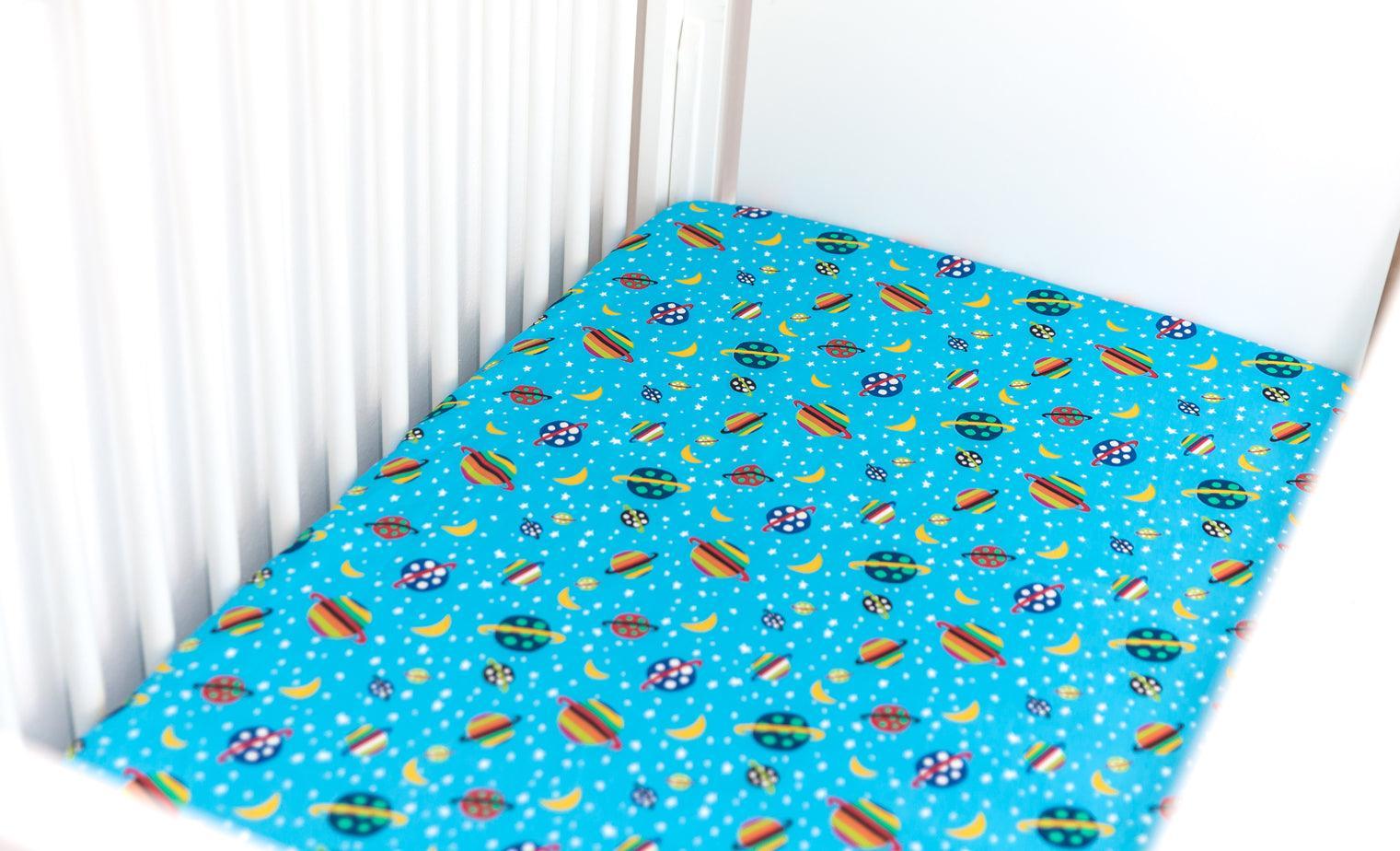 SheetWorld Fitted Crib Sheet Set - 100% Cotton Woven - Planets Blue, - VirtuousWares:Global
