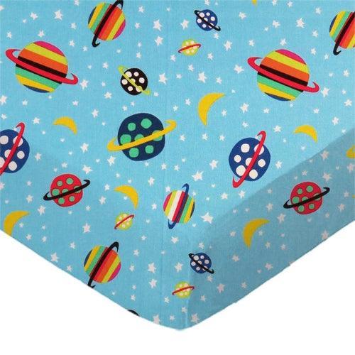 SheetWorld Fitted Crib Sheet Set - 100% Cotton Woven - Planets Blue, - VirtuousWares:Global