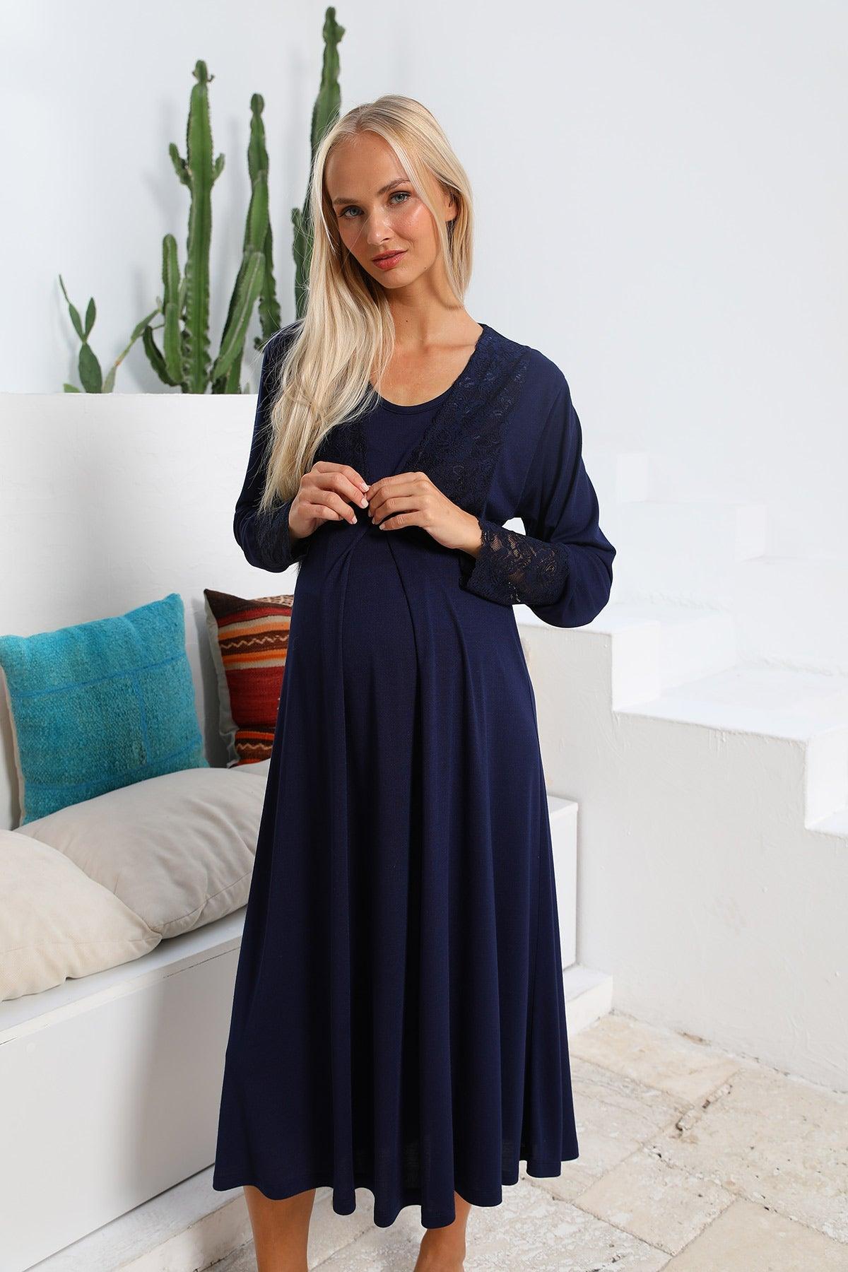 Shopymommy 55102 Silence Lace Embroidered Maternity & Nursing - VirtuousWares:Global