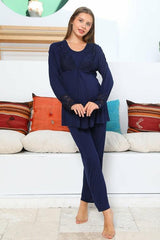 Shopymommy 55302 Silence Lace Embroidered Maternity & Nursing Pajamas - VirtuousWares:Global