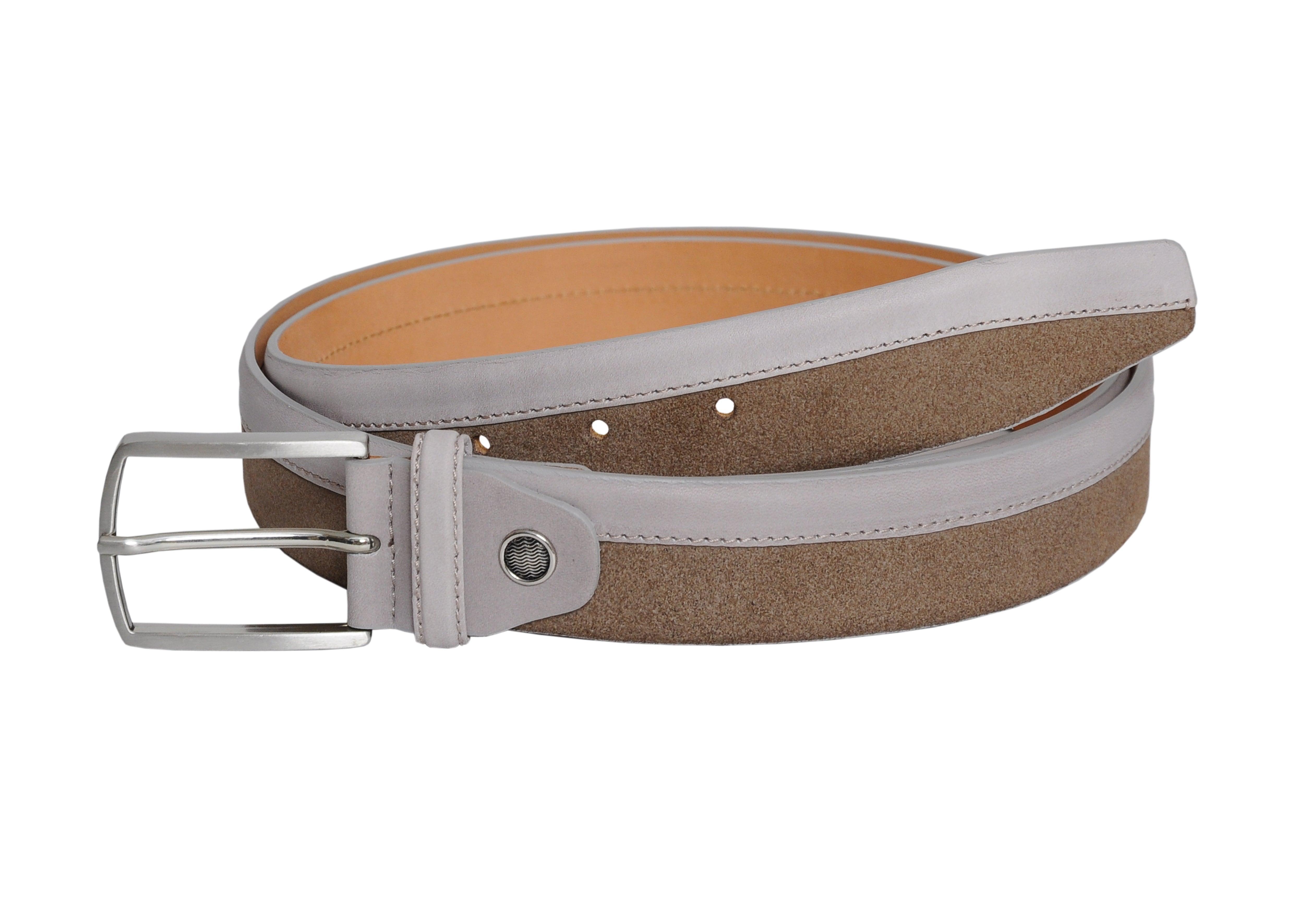 Siene Beige Leather Men Suede Belt - VirtuousWares:Global