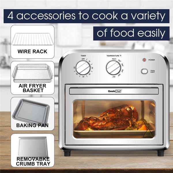Silver Air Fryer Oven 4 Slice Toaster Airfryer Countertop Oven - VirtuousWares:Global