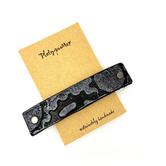 Silver Bicycle Gears Stamped Leather Hair Barrette - VirtuousWares:Global