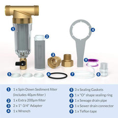 SimPure 40 Micron Spin Down Sediment Filter Reusable Filtration System - VirtuousWares:Global