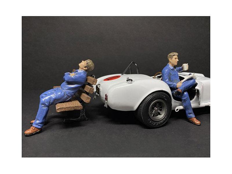 Sitting Mechanics 2 piece Figurine Set for 1/18 Scale Models by - VirtuousWares:Global