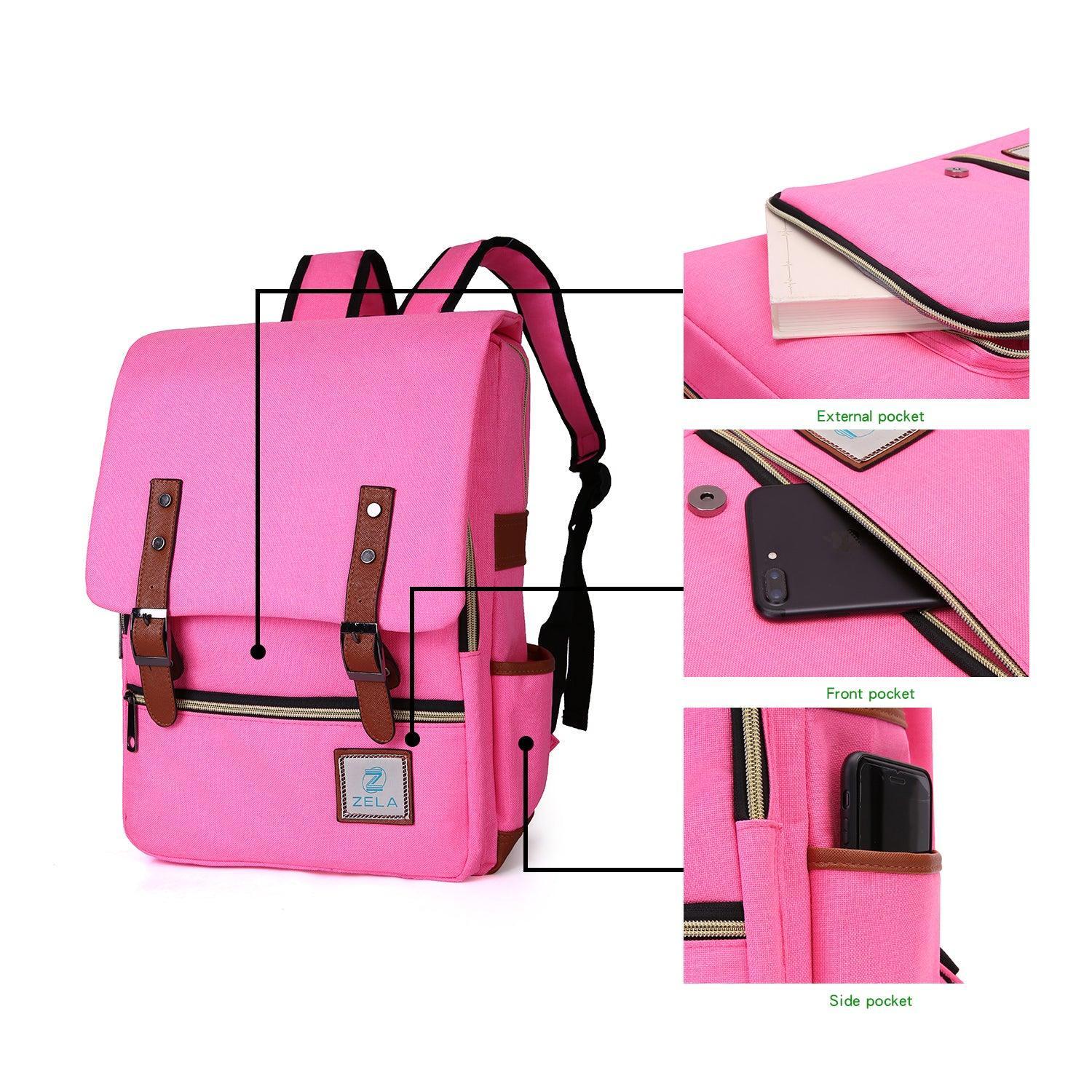 Slim Backpack College,School and Business Fits 15-inch Laptop-Hot Pink - VirtuousWares:Global