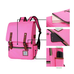 Slim Backpack College,School and Business Fits 15-inch Laptop-Hot Pink - VirtuousWares:Global