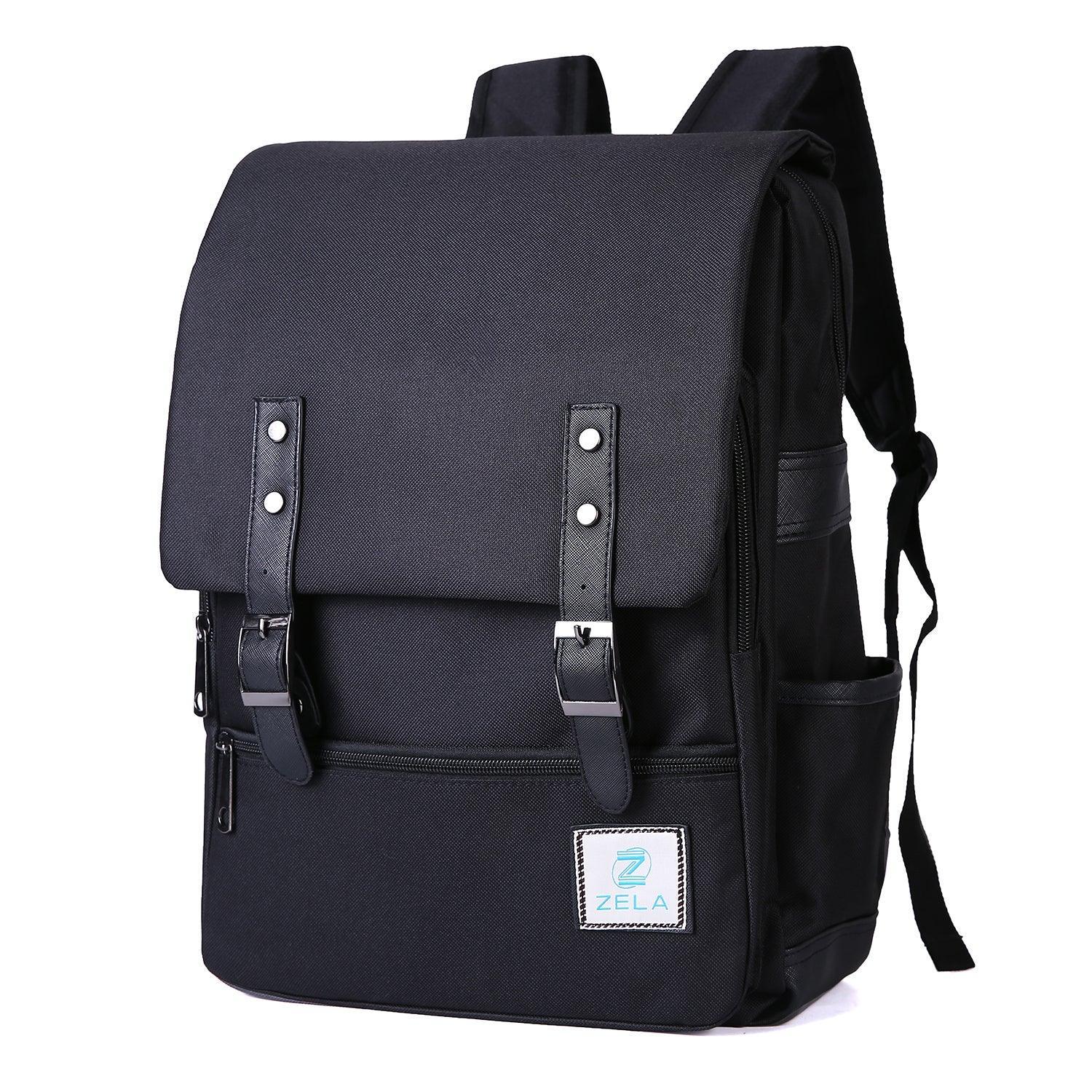 Slim Backpack,College, School & Business Fits 15-inch Laptop-All-Black - VirtuousWares:Global