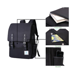Slim Backpack,College, School & Business Fits 15-inch Laptop-All-Black - VirtuousWares:Global