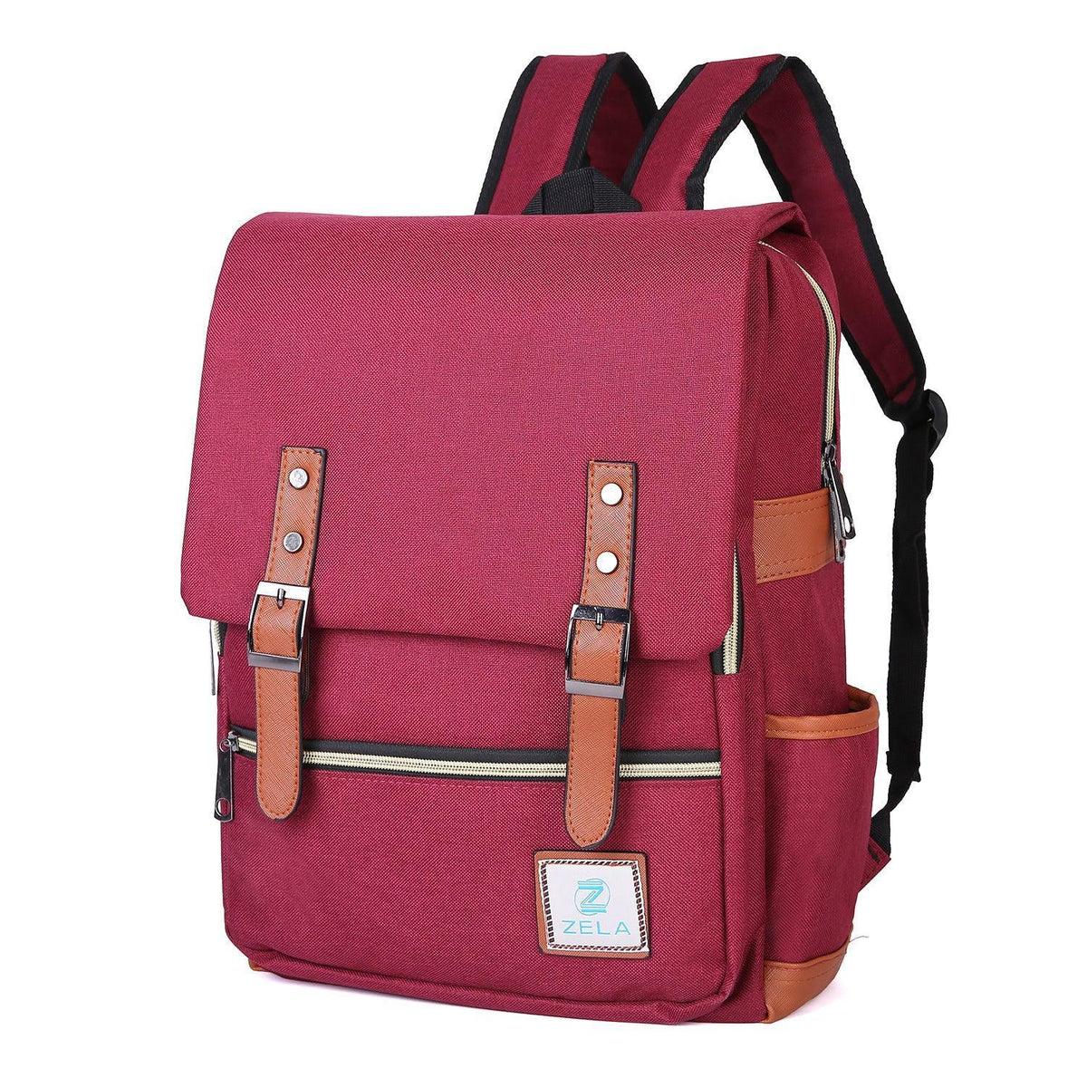 Slim Backpack,College,School &Business Fits 15-inch Laptop-Wine Red - VirtuousWares:Global