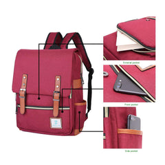 Slim Backpack,College,School &Business Fits 15-inch Laptop-Wine Red - VirtuousWares:Global