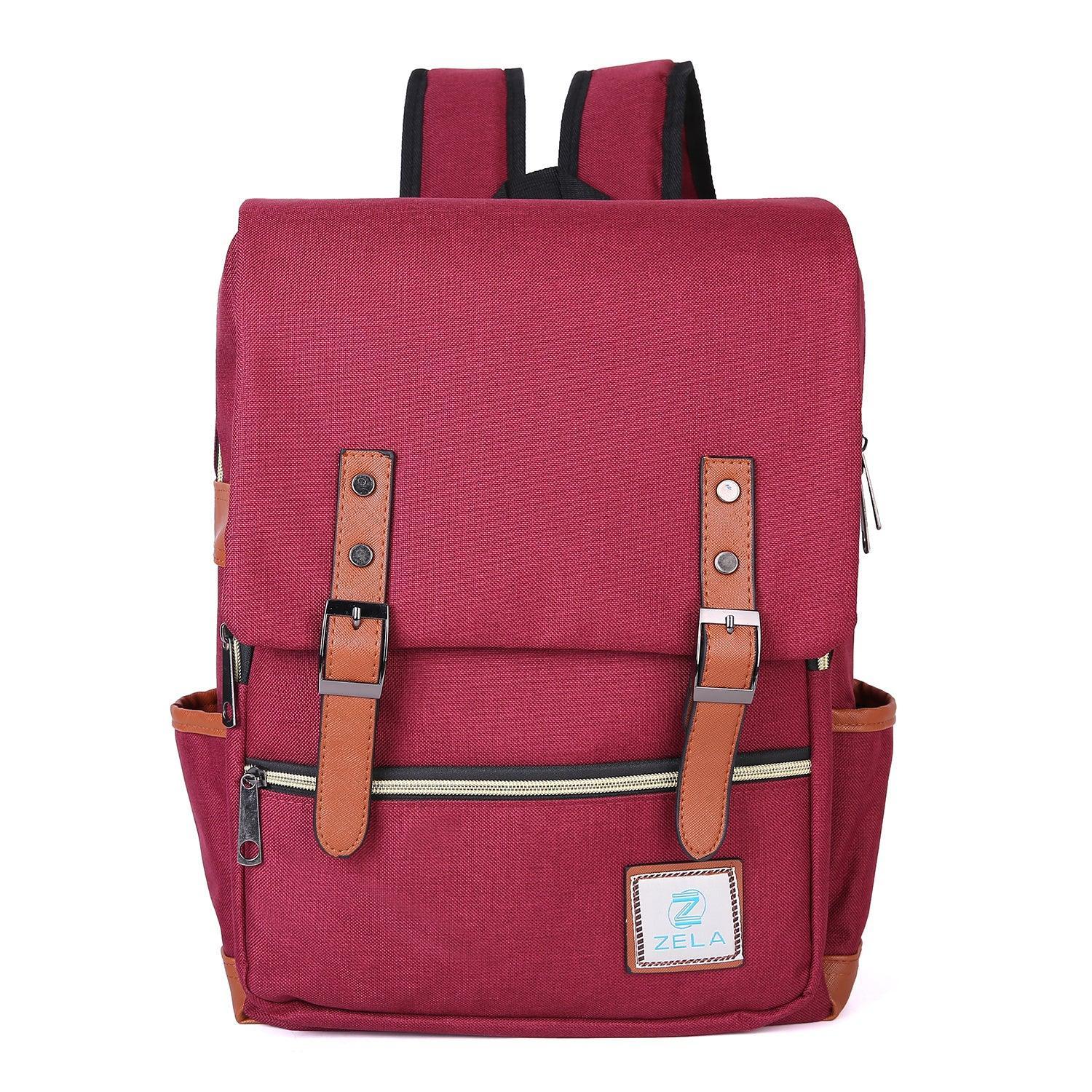 Slim Backpack,College,School &Business Fits 15-inch Laptop-Wine Red - VirtuousWares:Global