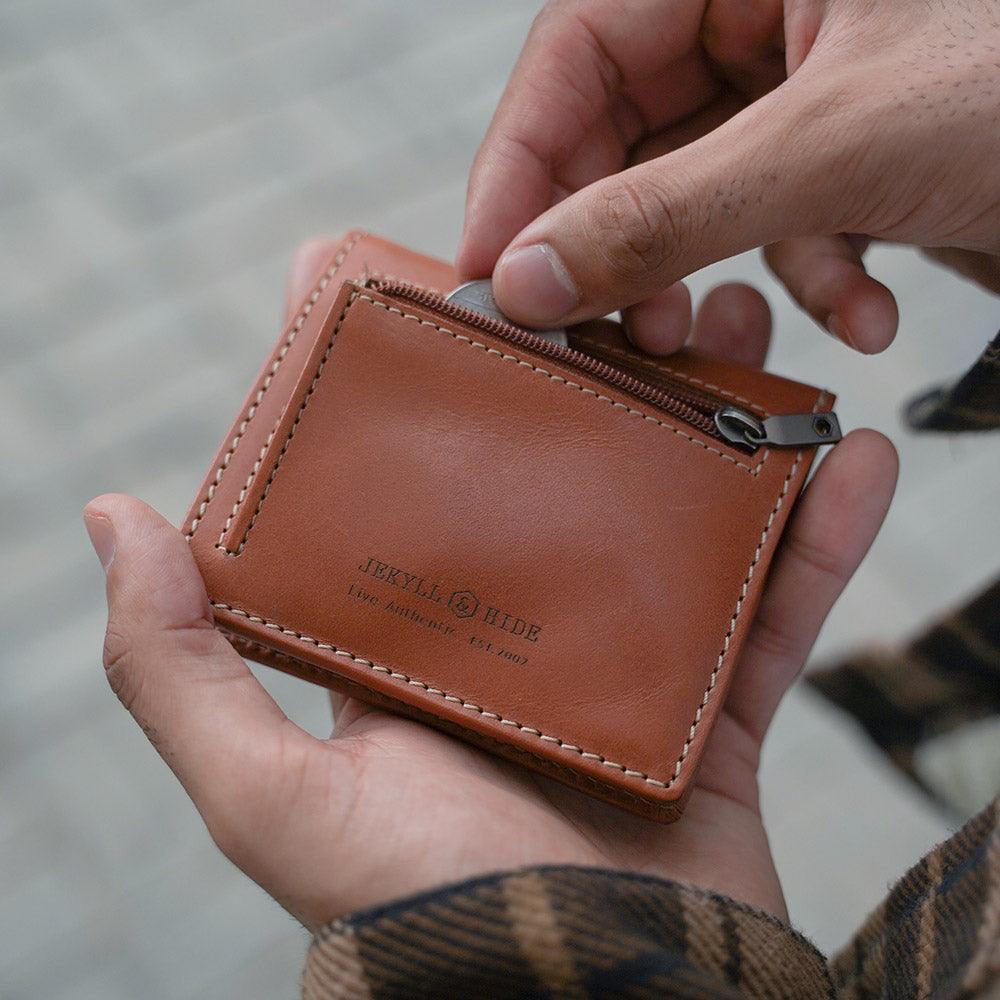 Slim Bifold Wallet with Coin Pouch, Tan - VirtuousWares:Global