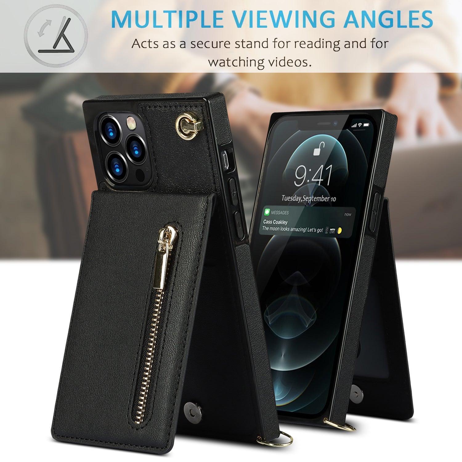 Slim Zipper Wallet Back Case for iPhone With Crossbody Strap - VirtuousWares:Global