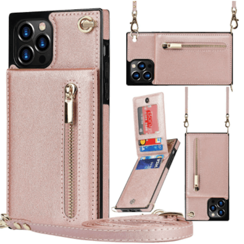Slim Zipper Wallet Back Case for iPhone With Crossbody Strap - VirtuousWares:Global