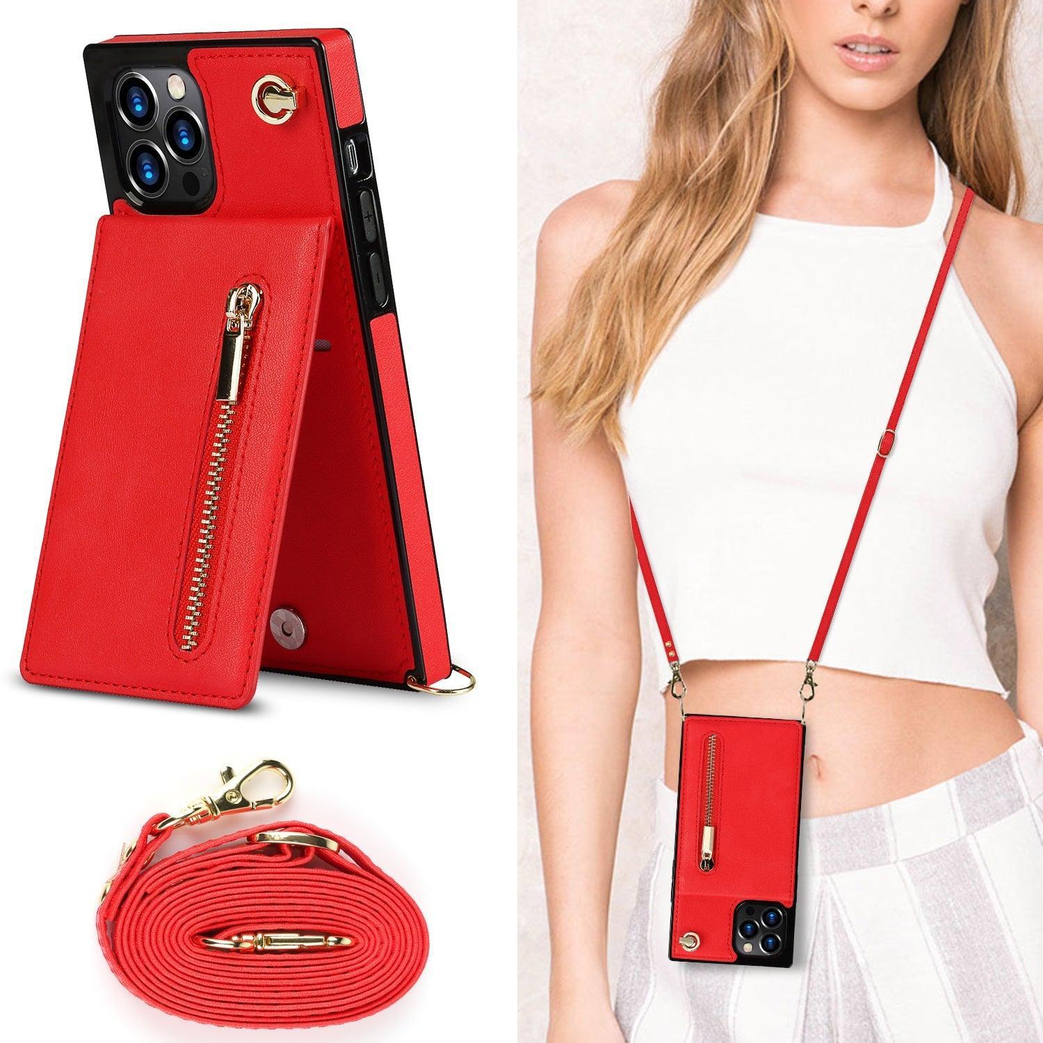 Slim Zipper Wallet Back Case for iPhone With Crossbody Strap - VirtuousWares:Global