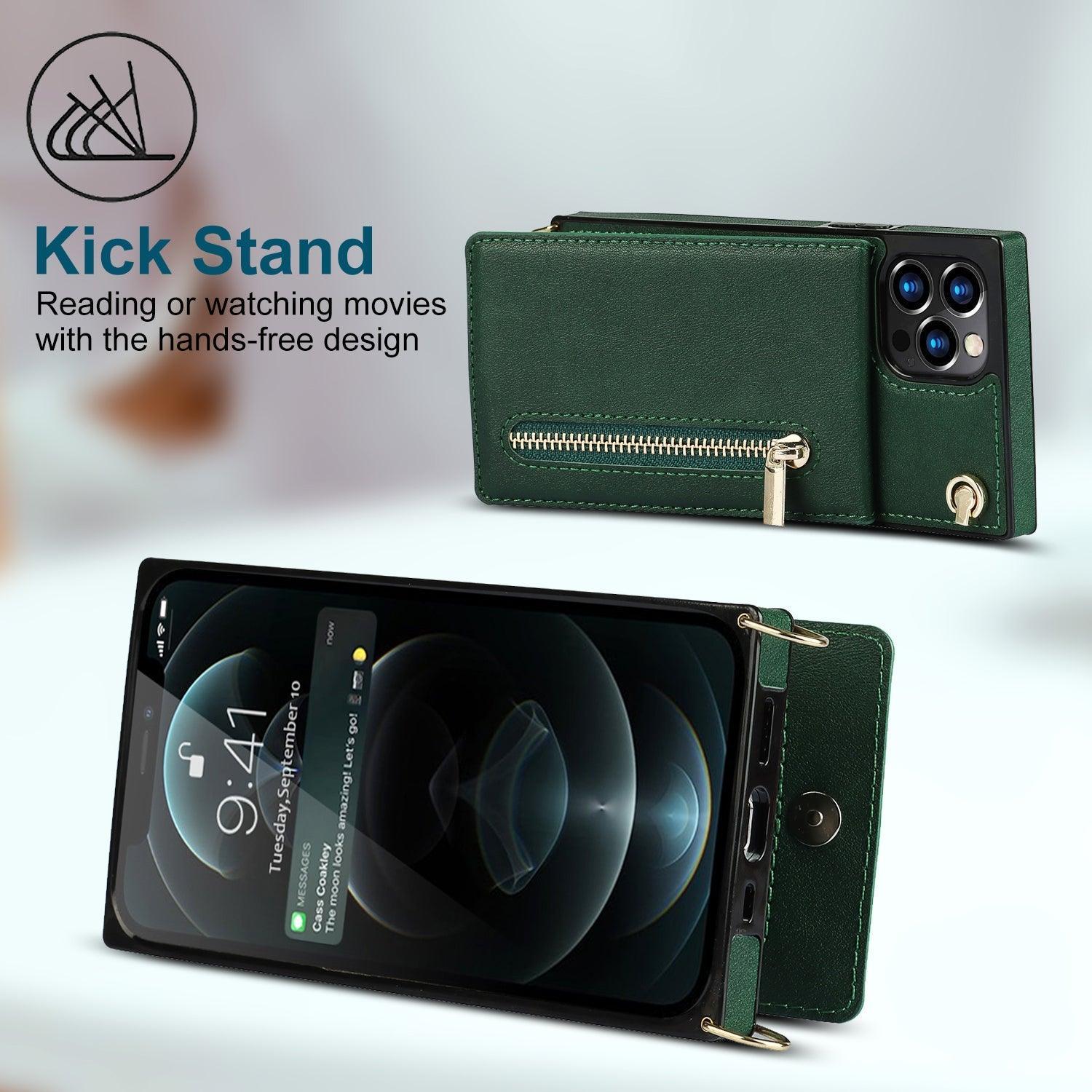 Slim Zipper Wallet Back Case for iPhone With Crossbody Strap - VirtuousWares:Global