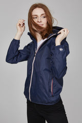 Sloane - Navy Full Zip Packable Rain Jacket - VirtuousWares:Global